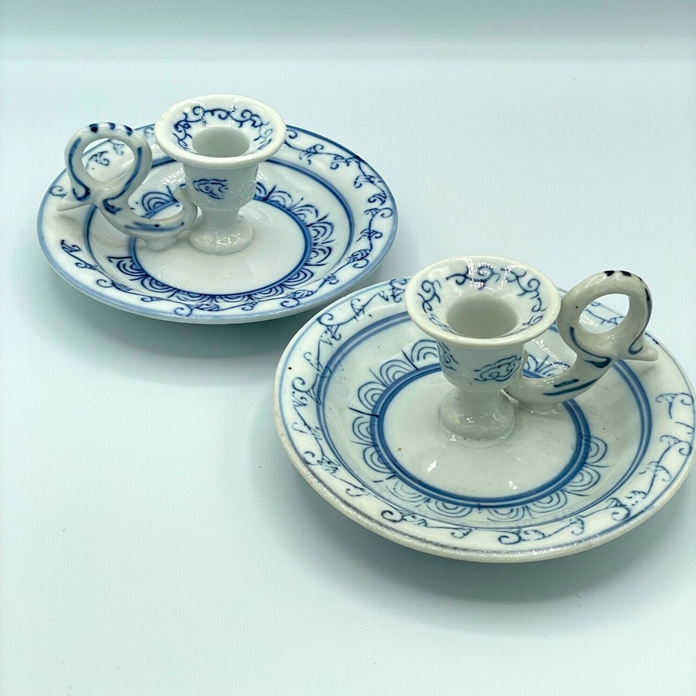 Ming Dynasty Porcelain Candle Holders Vintage